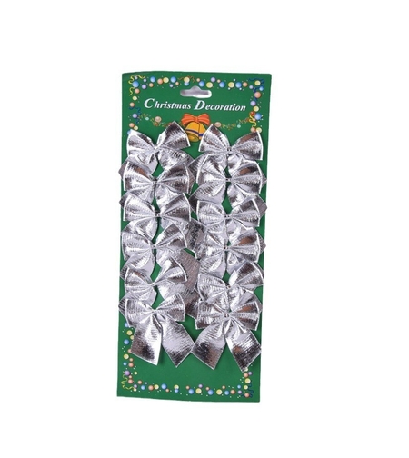 Set 12 Fundite pentru Brad, Flippy, 5.5 cm, din Poliester, Argintiu