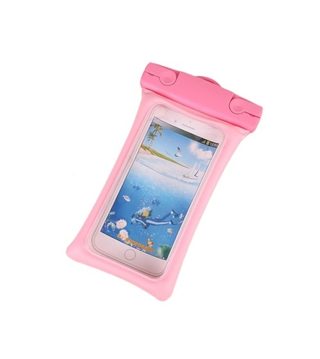 Husa subacvatica Matte Cushion Waterproof Flippy, Snowproof, Universala, cu Snur, pentru telefon sau documente, Roz