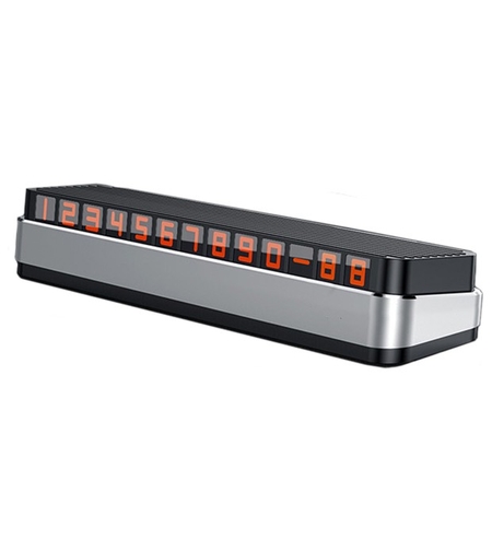Suport Numar de Telefon pentru Parcare Auto, Flippy, Suport pentru Numarul de telefon, Pop-Up pentru Ascundere, Banda Adeziva Inclusa, 150 x 52 x 60 mm, Cifre Rosii, Space Gray