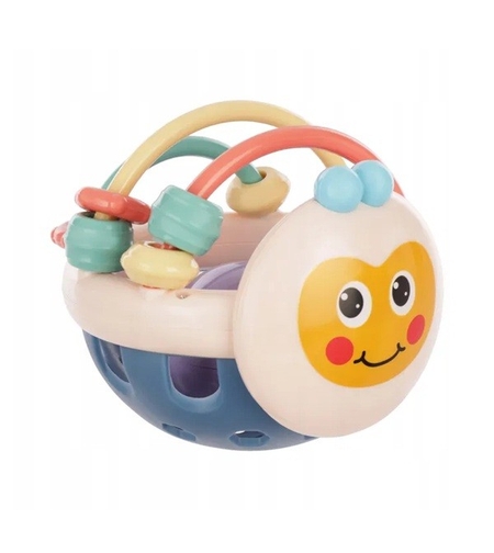 Jucarie Minge pentru Bebelusi, Flippy, pentru Dentitie, Interactiva, 0-12 Luni, Roz-Multicolor