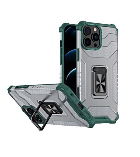 Husa de protectie Vafy compatibila cu Apple iPhone 13 Pro Max Acrylic Armor cu suport Verde Inchis
