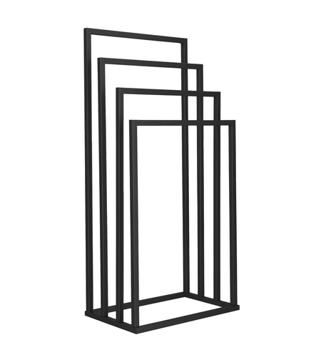 Suport metalic de baie pentru prosoape, cu 4 standuri, 96 cm, negru