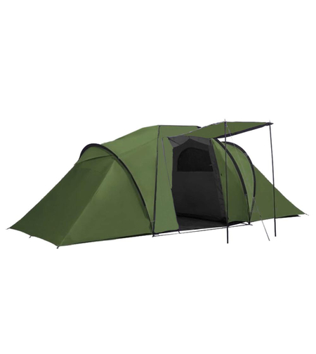 Cort camping, impemeabil, 2 camere + hol, 4 locuri, 460x200x245cm, verde