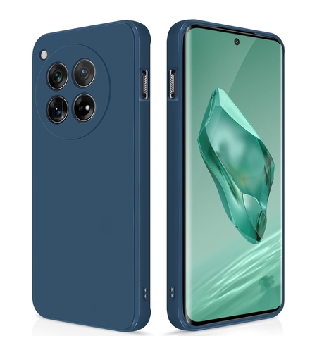 Husa de Protectie, Vafy, pentru OnePlus 12 5G, Liquid Silicone, cu Microfibra pe Interior, Protectie Antisoc, Compatibil Incarcare Wireless, Albastru