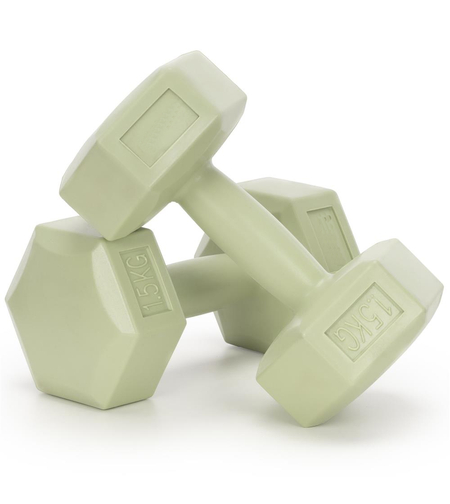 Set gantere hex 2x1,5 kg, bitum cu invelis rezistent PP, verde
