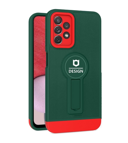 Husa Armor Design cu Stand pentru iPhone 13 Pro, Verde/Rosu, Suport Auto Magnetic, Wireless Charge, Protectie Antisoc, Vafy