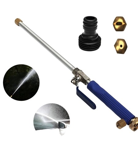 Set Accesoriu cu Presiune Reglabila, Flippy, pentru Furtun, cu Duze si Conector, Pulverizator de Apa, Tija de Stropit, 46.5 cm Lungime, Albastru