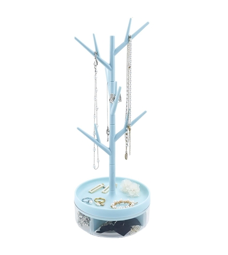 Cutie de Bijuterii, Flippy, Rotativa, cu Suport Tip Ramura, 36.5 x 14 cm, din ABS+PP, Albastru