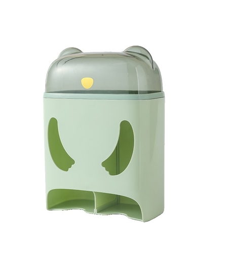 Cutie de Depozitare, Flippy, Montare Perete, Adeziv, Fara Perfoare, din ABS, Model Urs, 18 x 11 x 25 cm, Verde