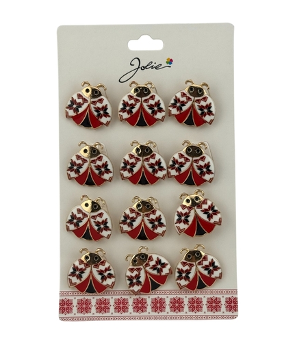 Set 12 Brose Martisor Primavara, Jolie, Model Buburuza cu Motiv Traditional