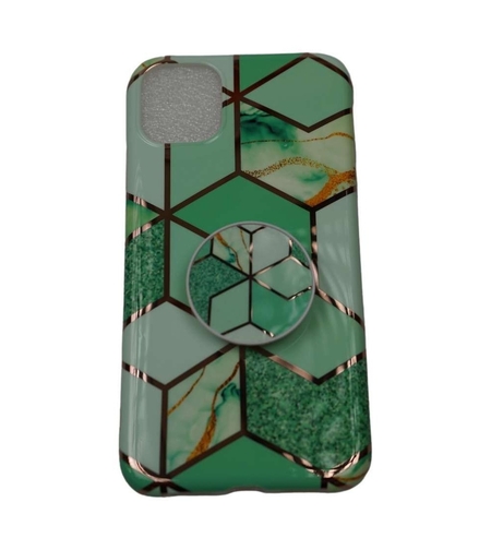 Husa protectie pentru Apple iPhone 11Pro Max Soft IMD TPU Marble Geometric Verde Suport inclus