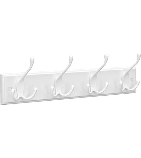 SONGMICS Cuier perete cu 4 carlige triple, MDF si aliaj zinc, 40x11 cm, alb