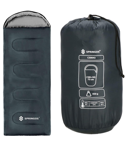 Sac de dormit tip mumie, cu geanta de transport, 210x73cm, 8-20grade, culoare gri