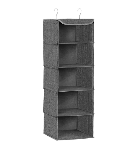 SONGMICS Raft suspendat organizator pentru dulapuri, pliabil, textil, 30x30x90cm, gri