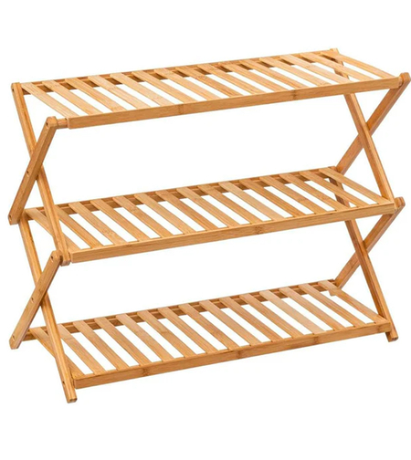 Etajera pantofi pliabila din bambus, pentru 9 perechi, 70x29x53 cm, natur