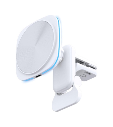 Incarcator Wireless Auto pentru Telefon, Flippy, Statie de Incarcare Magnetica Auto pentru Masina, 15W, 7 x 7 x 6.3 cm, Compatibil cu iOS/Android, Alb