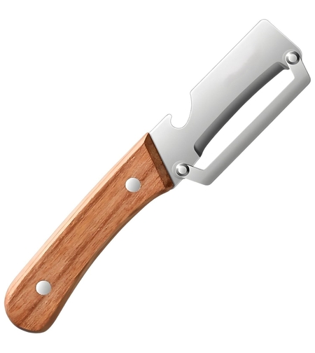 Curatator de Fructe/Legume, Vafy, 2in1, Desfacator de Sticle, Multifunctional, Maner de Lemn, Maro