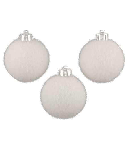 Set 3 globuri de Craciun Atmosphera, efect gheata, diametru 6 cm, alb