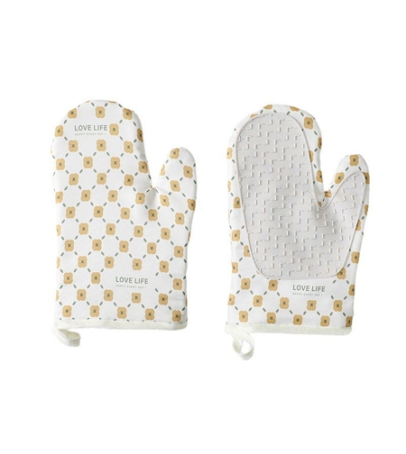 Set 2 manusi cuptor Flippy, manusa de bucatarie, rezistenta 330 grade, textil si cauciuc, 26.5x18 cm, alb