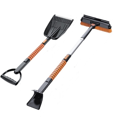 Lopata pentru zapada Flippy, 5 in 1, Perie, Racleta, 2 tipuri de Lopeti, Rotativa, Telescopica, Detasabila, Material Aluminiu si ABS, 100 x 25 cm, negru