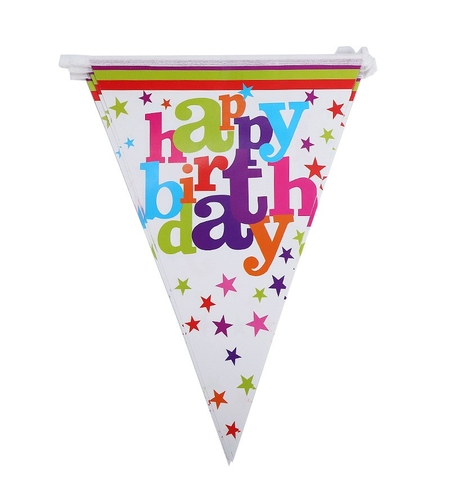 Set 10 Stegulete Tip Banner, Flippy, Colectia Happy Birthday, 270 cm Lungime, din Hartie Cretata, Multicolor