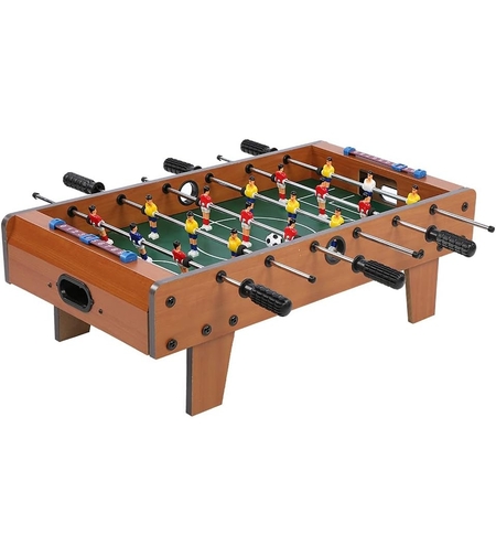Masa de fotbal cu teren si 18 jucatori Flippy, cu tablou pentru scor, din metal, lemn si ABS, 50 x 25 x 15.5 cm, pentru copii