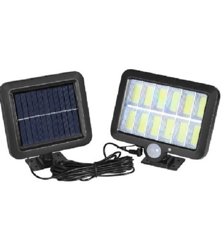 Lampa Solara LED 120 COB, Flippy, 12 Grile, Senzor de Lumina si Miscare, Lungime Cablu 5 m, Lumina Alba