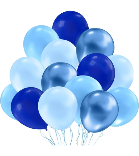 Set 10 Baloane din Latex, Flippy, Model Party, Albastru Diferite Nuante, 30 cm, 2.8 g