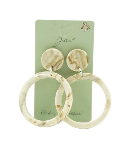 Cercei Dama de Primavara, Jolie, Model Cercuri, Eleganti si Moderni, 5.5 x 3.5 cm per unitate, Crem