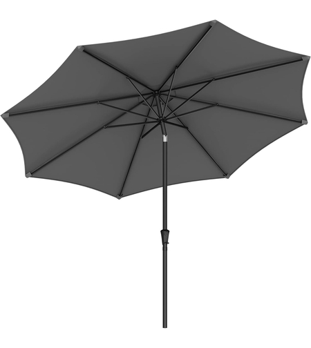SONGMICS Umbrela de gradina cu manivela, 330 cm, UPF 50+, inclinare 30°, structura metalica cu 8 spite, gri