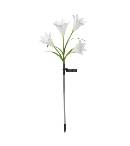 Lumina solara LED tip Crin cu 4 flori, inaltime 80 cm, pentru gradina, Flippy