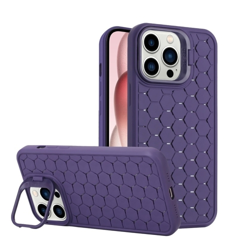 Husa de Protectie TPU, Vafy, pentru Apple iPhone 14, 3D Cube, cu Inel, Protectie Camera, Antisoc, Antizgariere, Antialunecare, Acoperire Completa, Mov