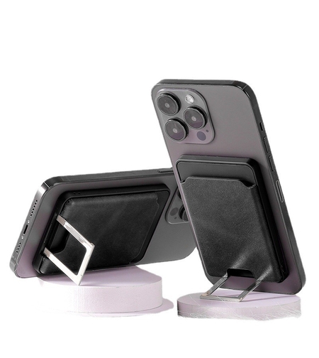 Accesoriu pentru telefon 3 in 1 Flippy, incarcator Wirelles Magsafe, portofel si suport, negru