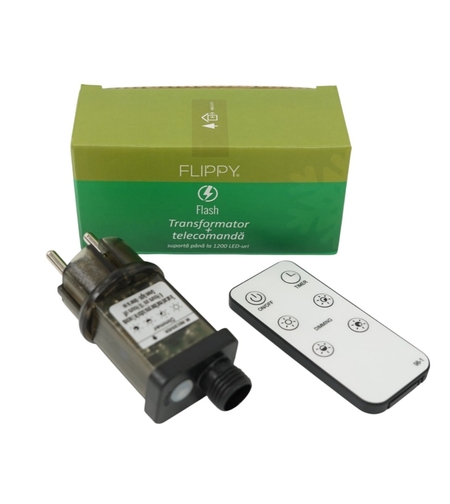 Transformator cu Telecomanda Inclusa, Vafy, Flash, pentru Instalatii Luminioase LED, Suporta pana la 1200 LED-uri, 31 v, Negru