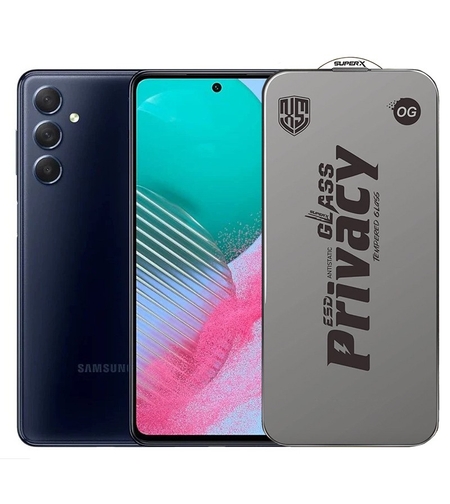 Folie de Protectie pentru Samsung Galaxy M54, Vafy, Sticla Securizata ESD Antistatica, Super-X Privacy OG, Margini Negre, 0.30 mm, Transparent Inchis