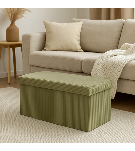 Taburet dublu pliabil Atmosphera Arum din material tip catifea raiat, 76x38x38 cm, verde kaki