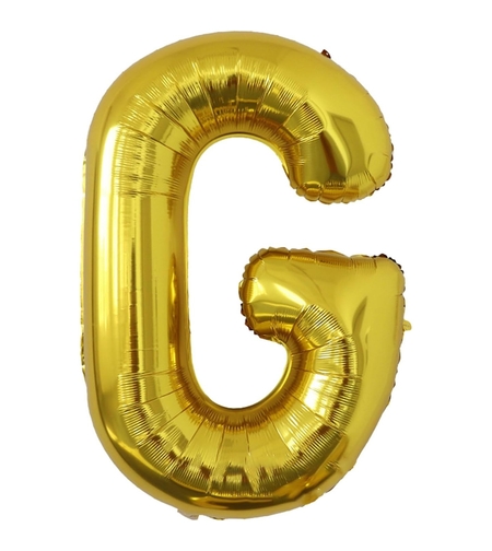 Balon Folie Metalizata Litera G, Flippy, 80 cm, Umflati cu Heliu sau Aer, Ambalaj Individual, Pai inclus, Auriu
