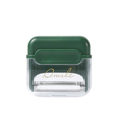 Decojitor/Curatator manual de legume si fructe, Flippy, portabil, cu magnet, doua lame, Inox, Verde, 6.7x6x1.6 cm