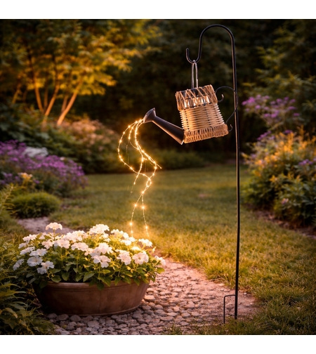 Lampa solara gradina tip stropitoare ratan, 33 LED alb cald, panou solar, IP44, 110 cm, maro