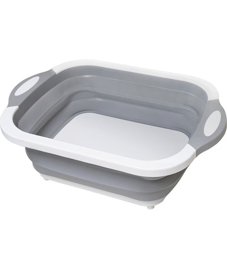 Tocator Multifunctional, Flippy, 2 in 1, cu Cos pentru Spalat si Scurgere Alimente, 480 g, Pliabila, Gri