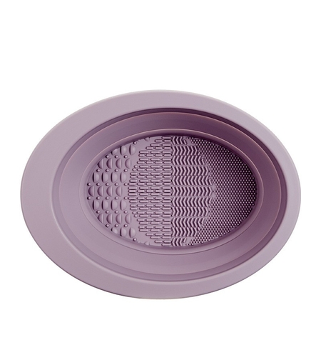 Accesoriu din silicon pentru curatarea accesoriilor makeup, pensule, buretei, 14.5 x 11,5 cm, 2 moduri de utilizare, pliabil, mov