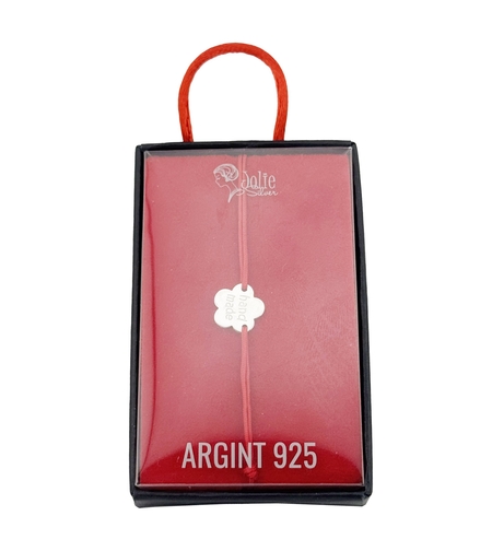 Bratara Argint 925 pentru Dama, Jolie, Model Floare HAND MADE, Martisor Bratara de 1 Martie, Pandativ Argintiu cu Snur Rosu
