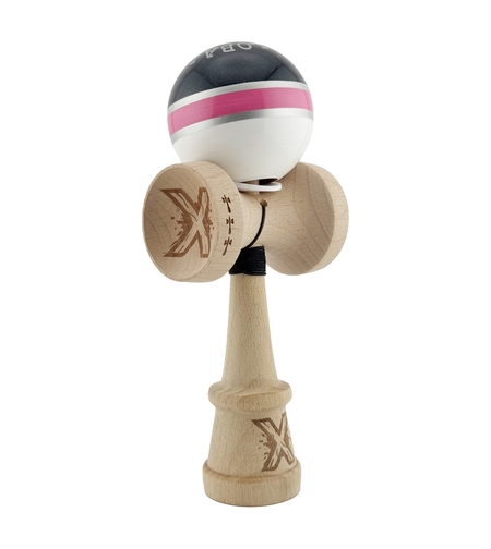 Kendama X Originala ROYAL SPIKE, Profesionala, Flippy, Cupe Mari KING SIZE V3, Super Sticky, Gaura in Baza, Rulment Metalic, din lemn 18 cm, Ata 62/65 cm, Inel Roz