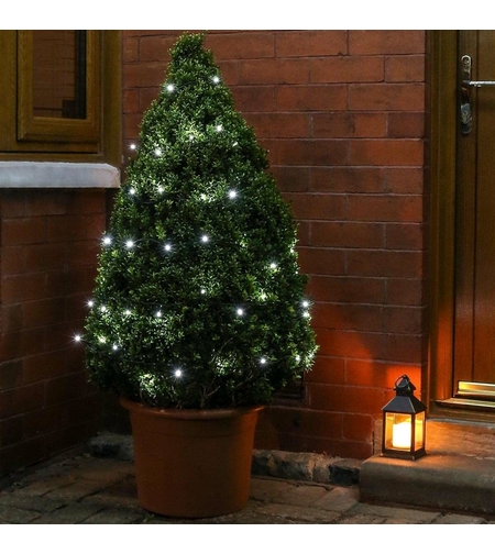 Instalatie de Craciun Liniara Yoto, 22 m, din care 1 m Prelungitor 220V, 300 LED, 8 jocuri de lumini, Controler, Utilizare Interior/Exterior, Fir Negru, Alb Rece