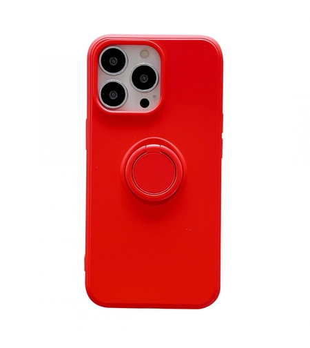 Husa protectie Vafy compatibila cu Apple iPhone 7/8/SE 2020 Liquid Silicone Ring cu suport rotativ Rosu