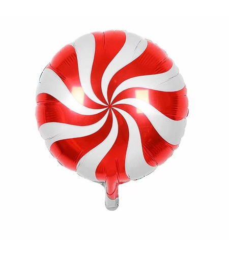 Balon Rotund, Vafy, din Folie de Aluminiu, Tema Craciun, Model Acadea, 44.5x53 cm, Rosu/Alb