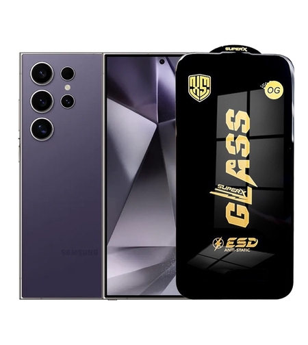 Folie de Protectie pentru Samsung Galaxy S24 Ultra, Vafy, Sticla Securizata ESD, Margini Negre, Rezistenta la Zgirieturi, Antistatica, 0.35 mm, Transparenta
