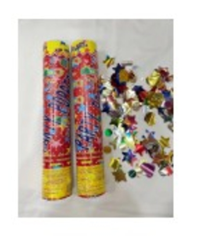 Tun de Confetti, Flippy, Party Popper, 60x5 cm, Model Stelute, Inimioare, Paiete, Lucioase, 3 cm Diametru, Multicolor