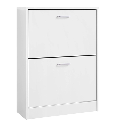 VASAGLE Dulap pantofi cu 2 usi rabatabile, din MDF, pentru 8-12 perechi, 60x24x84cm, alb