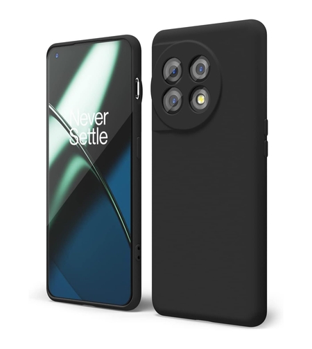 Husa de Protectie, Vafy, pentru OnePlus 11 5G, Liquid Silicone, cu Microfibra pe Interior, Protectie Antisoc, Compatibil Incarcare Wireless, Negru